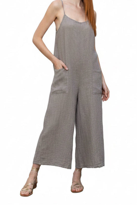 C6520 100% Linen Jumpsuit