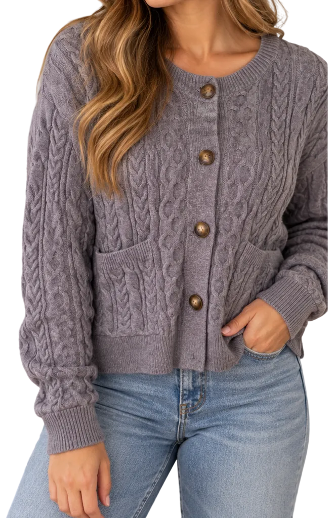 5-FW25225-9 Cable Knit Sweater