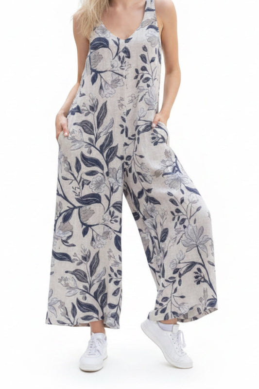 C6485 100% Linen Jumpsuit