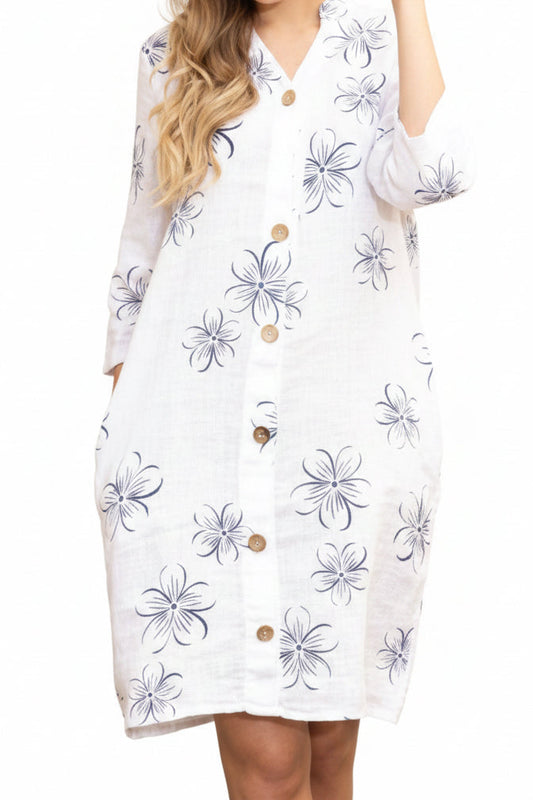 C6538 100% Linen Dress